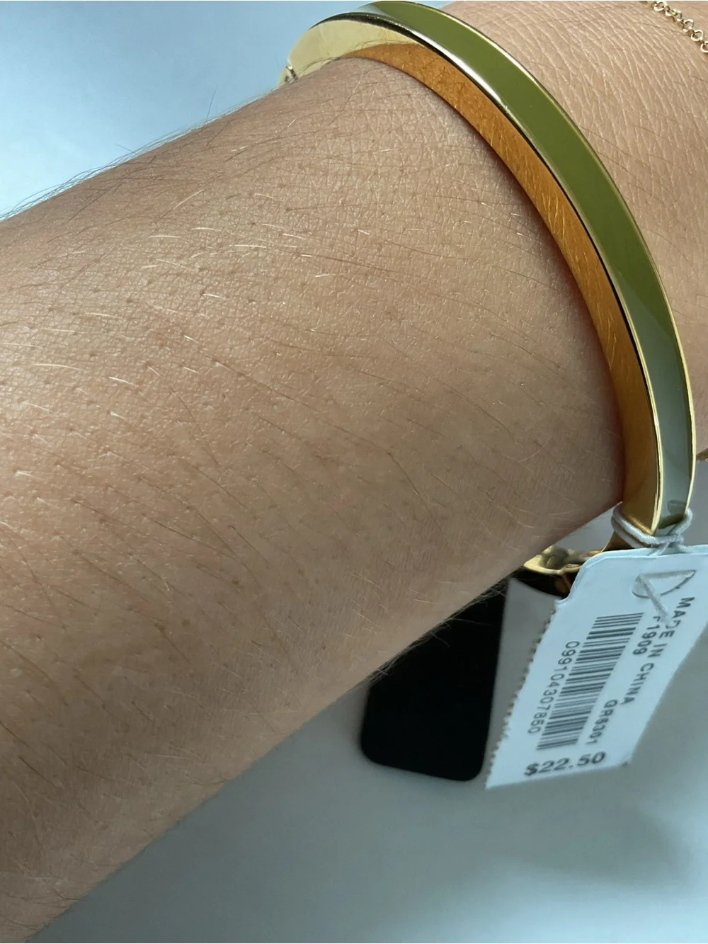 J. Crew Olive Green Enamel and Gold-Tone Hinge Bangle Bracelet NWT